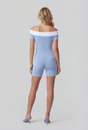 Graphic Off The Shoulder Biker Romper