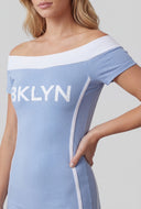 Graphic Off The Shoulder Biker Romper