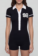 92 Contrast Trim Collar Romper