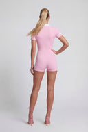 92 Contrast Trim Collar Romper