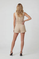 Sleeveless Collared Button-Front Romper