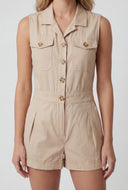 Sleeveless Collared Button-Front Romper