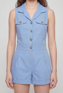 Sleeveless Collared Button-Front Romper