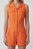 Sleeveless Collared Button-Front Romper