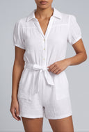Gauze Knit Tie Waist Romper