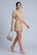 Gauze Knit Tie Waist Romper