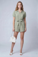 Gauze Knit Tie Waist Romper