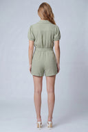 Gauze Knit Tie Waist Romper