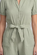 Gauze Knit Tie Waist Romper