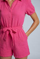 Gauze Knit Tie Waist Romper