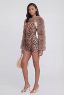 Leopard Print Cami Biker Romper
