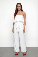 Ruffled Tie Waist Strapless Jumpsuit