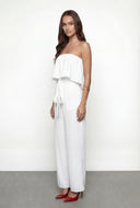Ruffled Tie Waist Strapless Jumpsuit