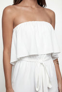 Ruffled Tie Waist Strapless Jumpsuit