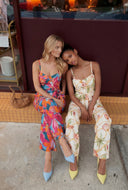 Printed Slit Wide-Leg Jumpsuit