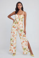 Printed Slit Wide-Leg Jumpsuit