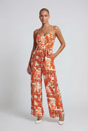 Printed Slit Wide-Leg Jumpsuit