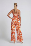 Printed Slit Wide-Leg Jumpsuit
