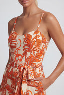 Printed Slit Wide-Leg Jumpsuit