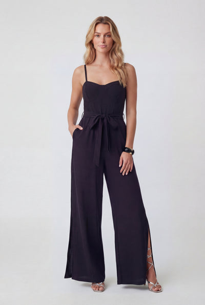 Sweetheart Slit Wide-Leg Jumpsuit