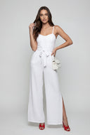 Sweetheart Slit Wide-Leg Jumpsuit