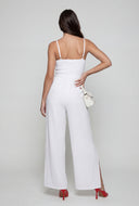 Sweetheart Slit Wide-Leg Jumpsuit