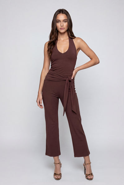 Tie Front Halter Jumpsuit