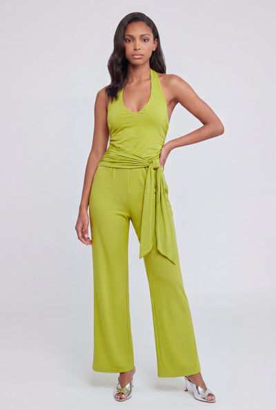 Tie Front Halter Jumpsuit