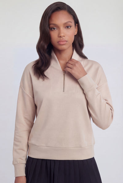Quarter Zip Mock Neck Pullover Sweatshirt