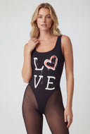 Love Graphic Scoop Neck Bodysuit
