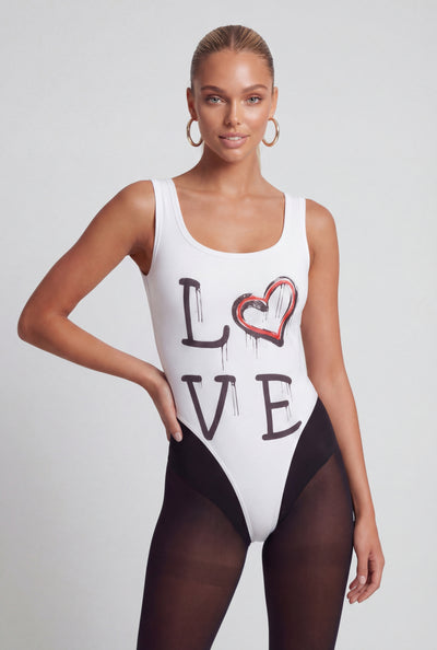 Love Graphic Scoop Neck Bodysuit