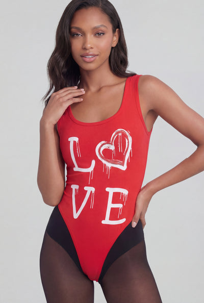 Love Graphic Scoop Neck Bodysuit