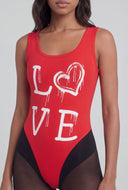 Love Graphic Scoop Neck Bodysuit