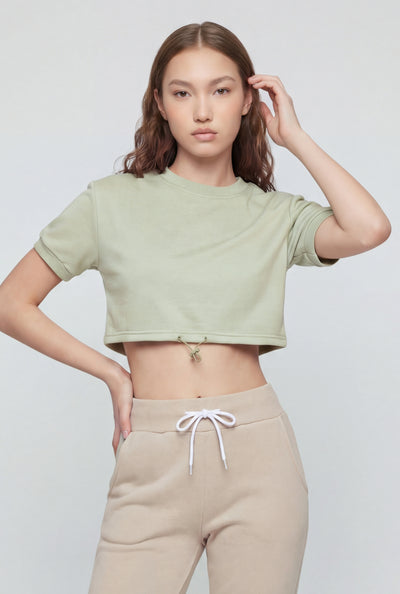 Skylar Toggle Drawstring Hem Crop Top