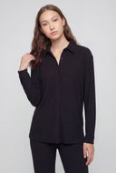 Textured Long Sleeve Button-Front Shirt