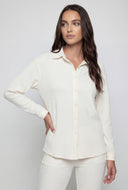 Textured Long Sleeve Button-Front Shirt