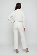Textured Long Sleeve Button-Front Shirt