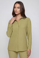 Textured Long Sleeve Button-Front Shirt