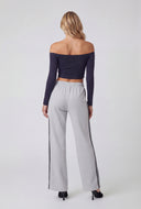Stripe Trim Color Block Wide-Leg Pants