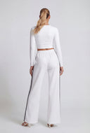 Stripe Trim Color Block Wide-Leg Pants