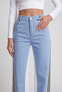 Stripe Trim Color Block Wide-Leg Pants
