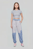 Elowen Color Block Denim Cargo Joggers