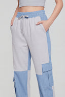 Elowen Color Block Denim Cargo Joggers
