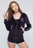 Keyla Graphic Velour Crop Hoodie