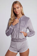Keyla Graphic Velour Crop Hoodie