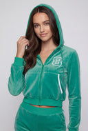 Keyla Graphic Velour Crop Hoodie