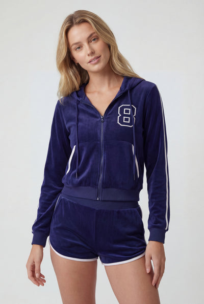 Keyla Graphic Velour Crop Hoodie