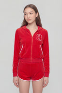 Keyla Graphic Velour Crop Hoodie