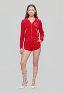 Keyla Graphic Velour Crop Hoodie