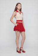 Clover Contrast Trim Cropped Polo Top